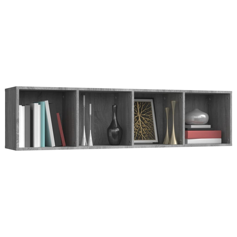 Boekenkast/tv-meubel 143x30x36 cm bewerkt hout grijs sonoma MeubelReus