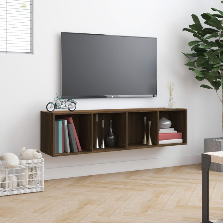 Boekenkast/tv-meubel 143x30x36 cm bewerkt hout bruineikenkleur MeubelReus