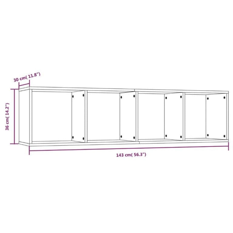 Boekenkast/tv-meubel 143x30x36 cm bewerkt hout bruineikenkleur MeubelReus