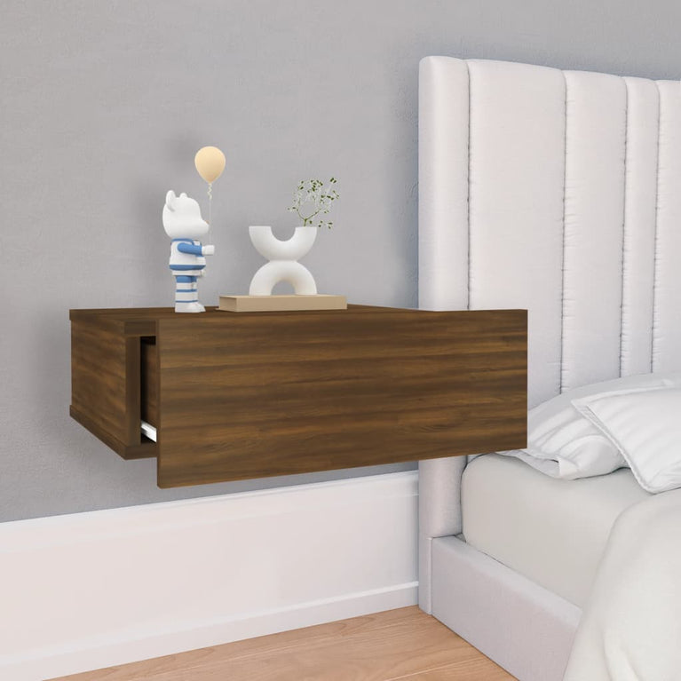 Nachtkastjes 2 st zwevend 40x30x15 cm bewerkt hout bruineiken MeubelReus