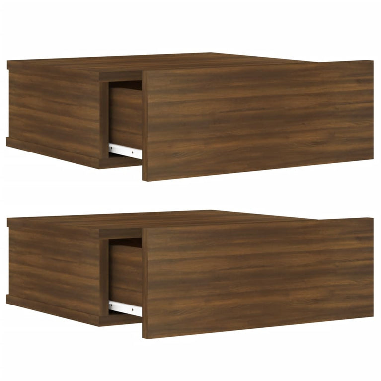 Nachtkastjes 2 st zwevend 40x30x15 cm bewerkt hout bruineiken MeubelReus