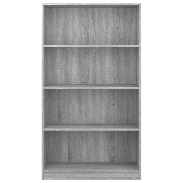 Boekenkast met 4 schappen 80x24x142 cm bewerkt hout grijs MeubelReus