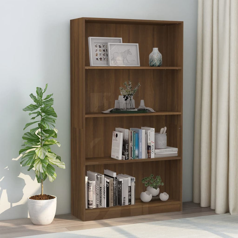 Boekenkast met 4 schappen 80x24x142 cm hout bruin eikenkleur MeubelReus