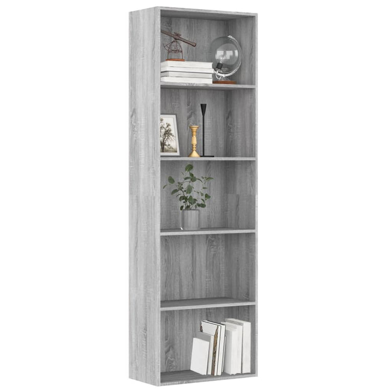 Boekenkast 60x30x189 cm bewerkt hout grijs sonoma eikenkleurig