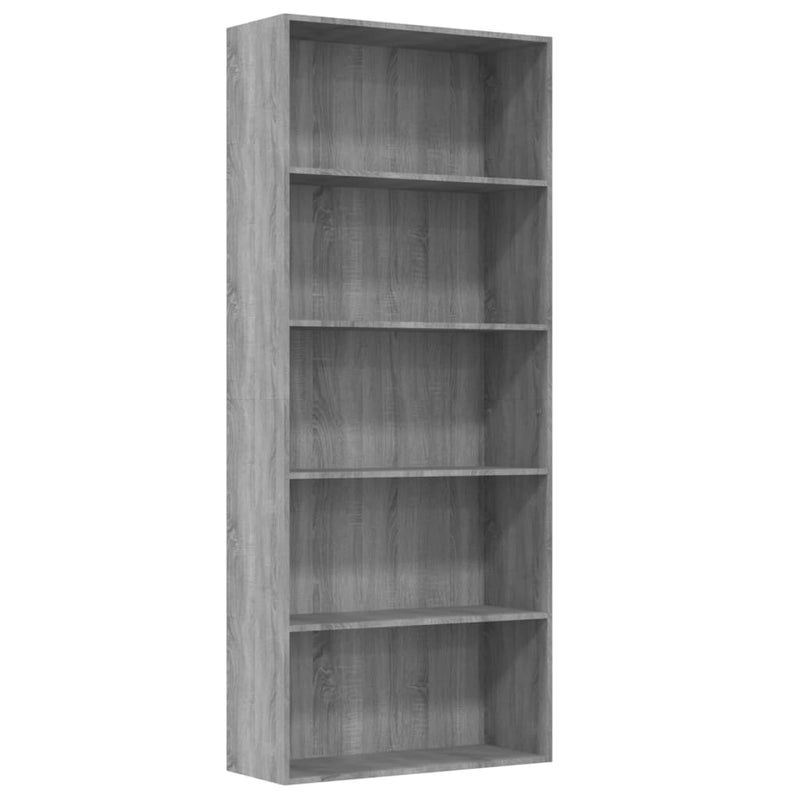 Boekenkast 80x30x189 cm bewerkt hout grijs sonoma eikenkleurig MeubelReus