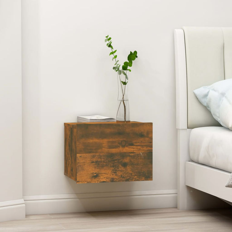 Nachtkastje 40x30x30 cm bewerkt hout gerookt eikenkleurig MeubelReus