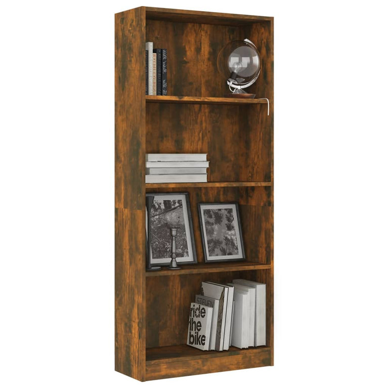 Boekenkast 4-laags 60x24x142 cm bewerkt hout gerookt eikenkleur MeubelReus