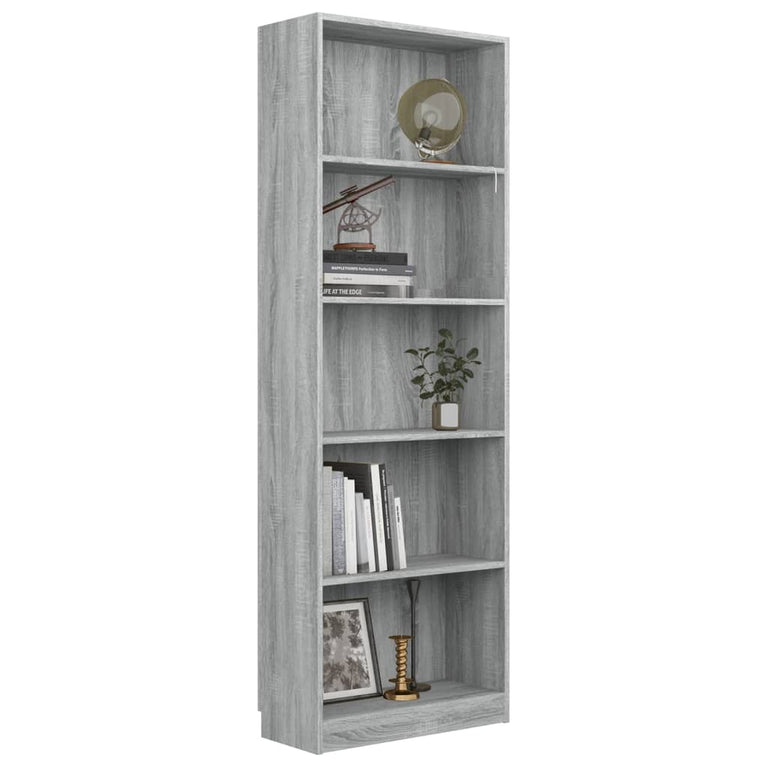 Boekenkast 60x24x175 cm bewerkt hout grijs sonoma eikenkleurig MeubelReus