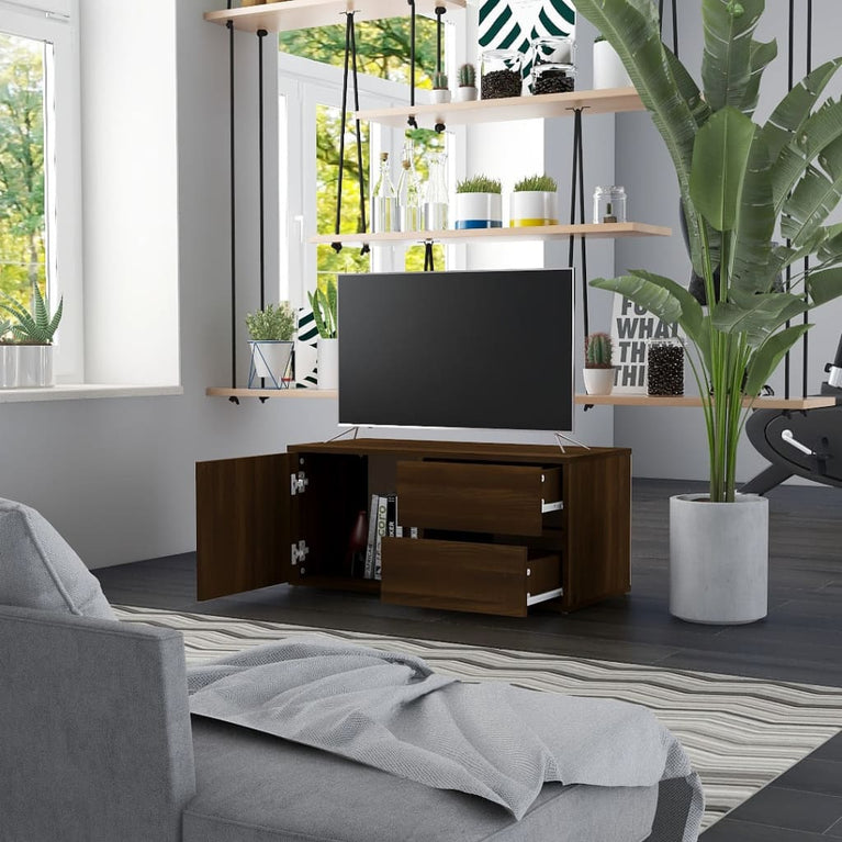 Tv-meubel 80x34x36 cm bewerkt hout bruin eikenkleur MeubelReus