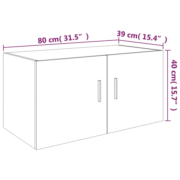 Hangkast 80x39x40 cm bewerkt hout bruineikenkleurig MeubelReus
