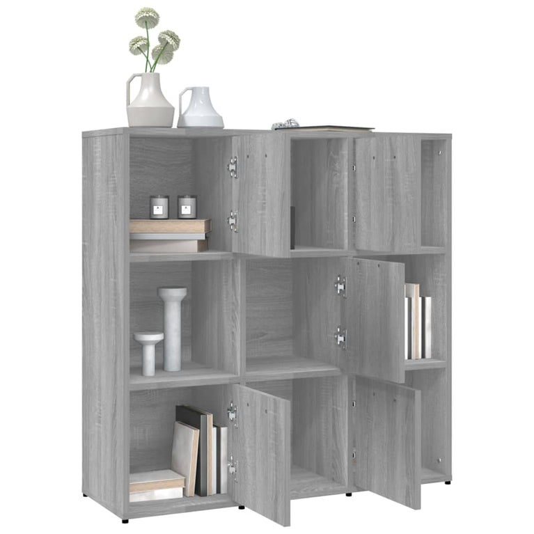 Boekenkast 90x30x90 cm bewerkt hout grijs sonoma eikenkleurig