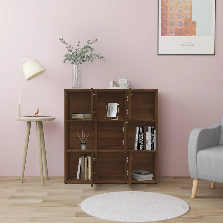 Boekenkast 90x30x90 cm bewerkt hout bruineikenkleurig MeubelReus