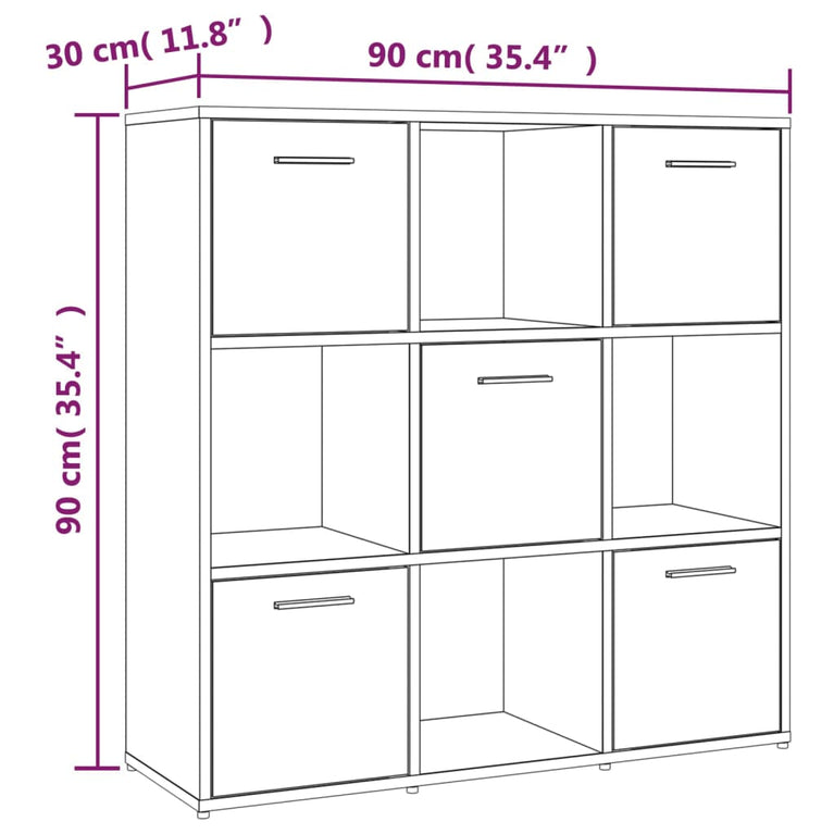 Boekenkast 90x30x90 cm bewerkt hout bruineikenkleurig MeubelReus