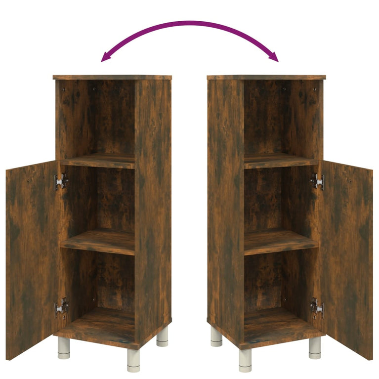 Badkamerkast 30x30x95 cm bewerkt hout gerookt eikenkleurig MeubelReus