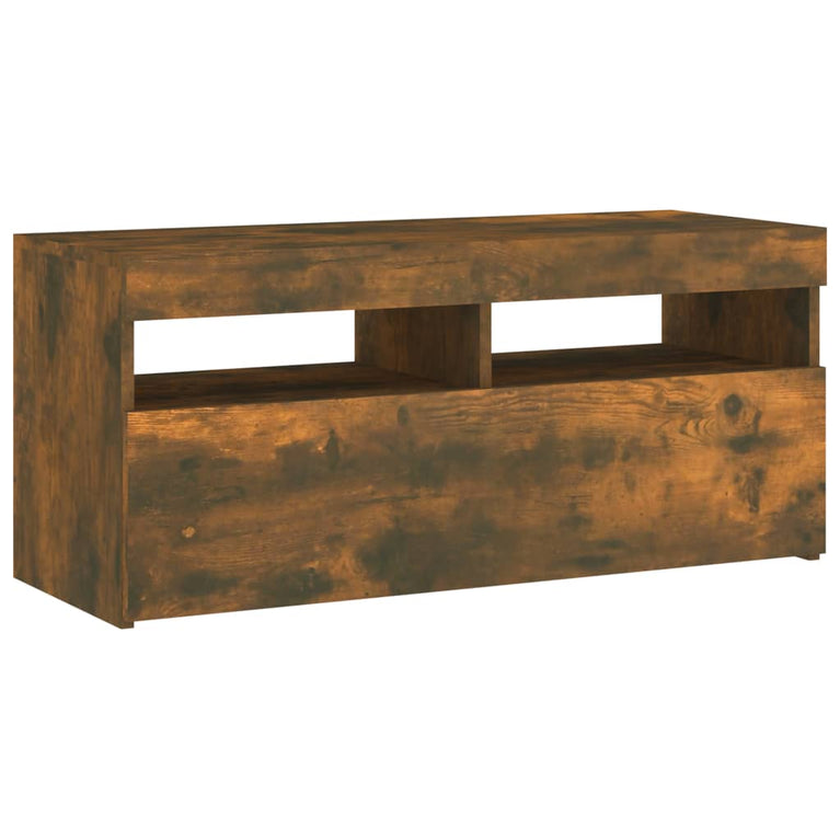 Tv-meubel met LED-verlichting 90x35x40 cm gerookt eikenkleurig MeubelReus