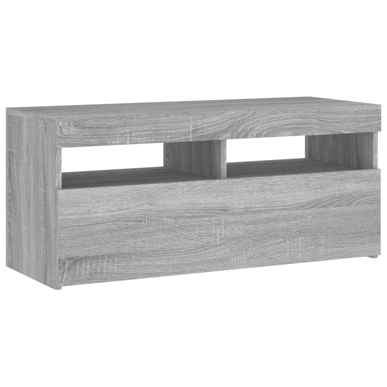 Tv-meubel met LED-verlichting 90x35x40 cm grijs sonoma eiken MeubelReus