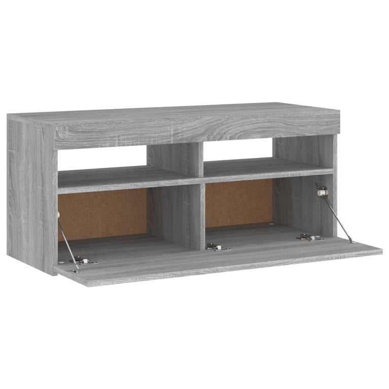 Tv-meubel met LED-verlichting 90x35x40 cm grijs sonoma eiken MeubelReus