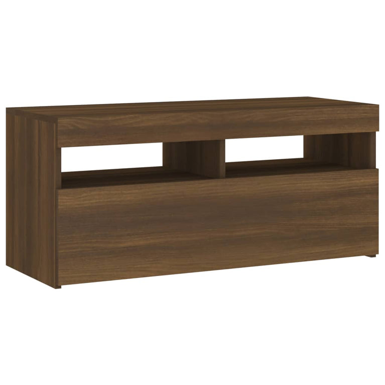 Tv-meubel met LED-verlichting 90x35x40 cm bruineikenkleurig MeubelReus