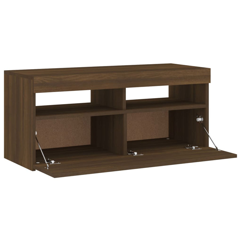 Tv-meubel met LED-verlichting 90x35x40 cm bruineikenkleurig MeubelReus