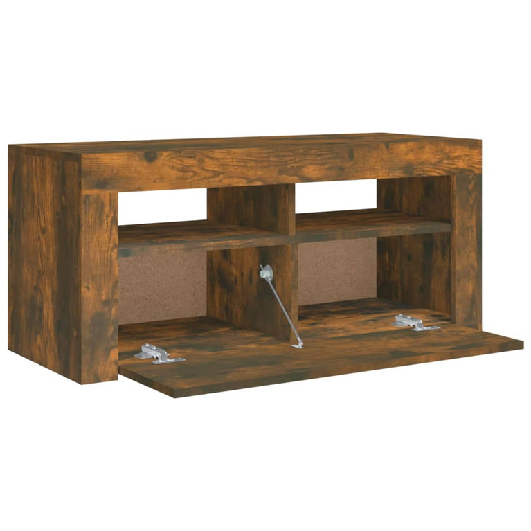 Tv-meubel met LED-verlichting 90x35x40 cm gerookt eikenkleurig MeubelReus