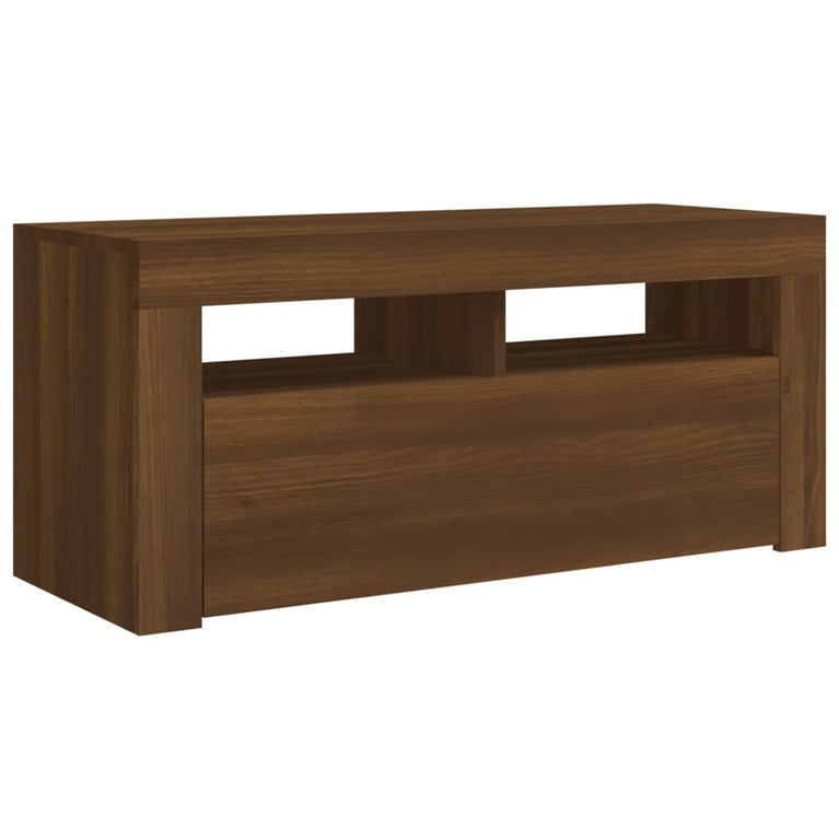 Tv-meubel met LED-verlichting 90x35x40 cm bruineikenkleurig MeubelReus