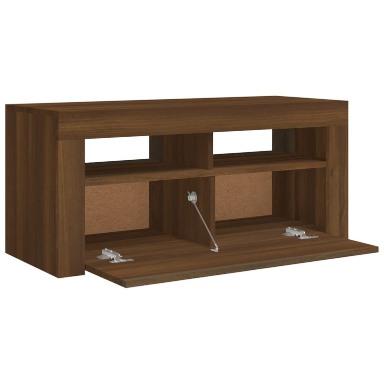 Tv-meubel met LED-verlichting 90x35x40 cm bruineikenkleurig MeubelReus