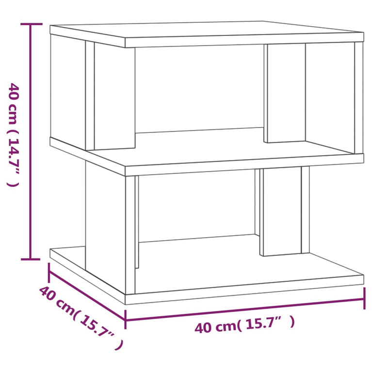 Bijzettafel 40x40x40 cm bewerkt hout bruin eikenkleur MeubelReus