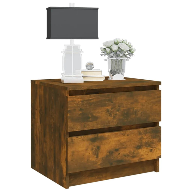 Nachtkastjes 2 st 50x39x43,5 cm bewerkt hout gerookt eikenkleur MeubelReus