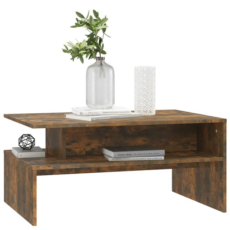 Salontafel 90x60x42,5 cm bewerkt hout gerookt eikenkleurig MeubelReus