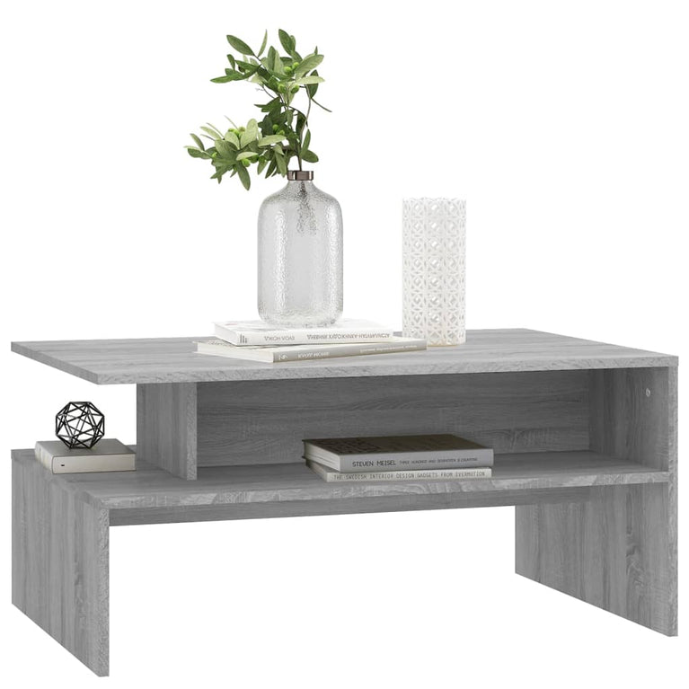 Salontafel 90x60x42,5 cm bewerkt hout grijs sonoma eikenkleurig MeubelReus