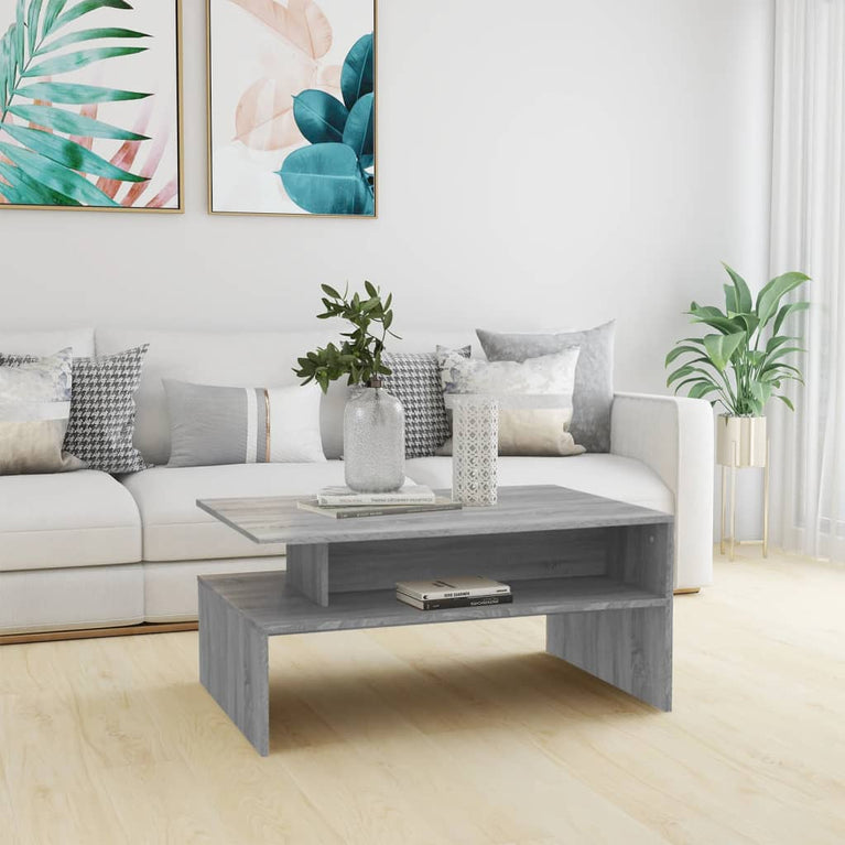 Salontafel 90x60x42,5 cm bewerkt hout grijs sonoma eikenkleurig MeubelReus