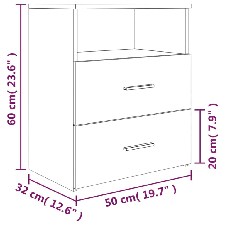 Nachtkastjes 2 st 50x32x60 cm gerookt eikenkleurig MeubelReus