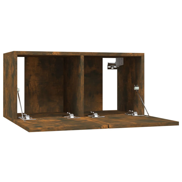Tv-meubel hangend 60x30x30 cm bewerkt hout gerookt eikenkleurig