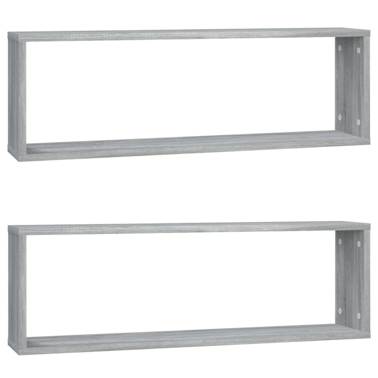 Wandschappen kubus 2 st 80x15x26,5 cm bewerkt hout grijs sonoma