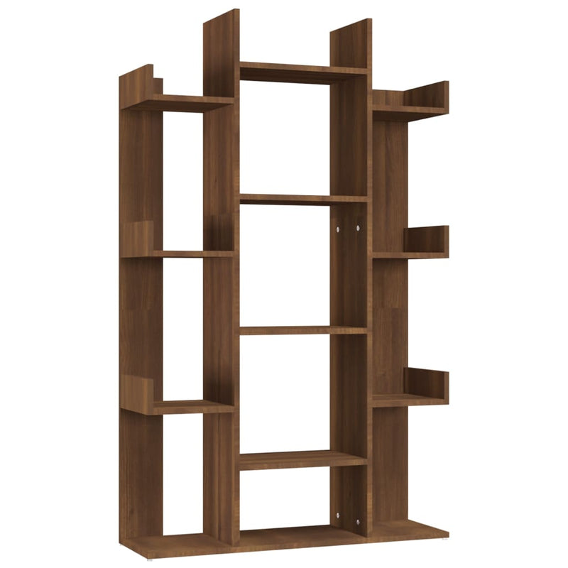 Boekenkast 86x25,5x140 cm bewerkt hout bruin eikenkleur
