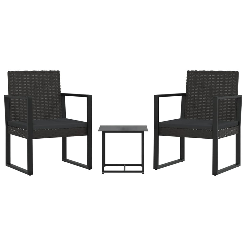 3-delige Loungeset met kussens poly rattan zwart MeubelReus