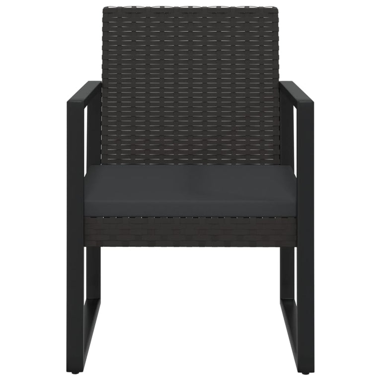 3-delige Loungeset met kussens poly rattan zwart MeubelReus