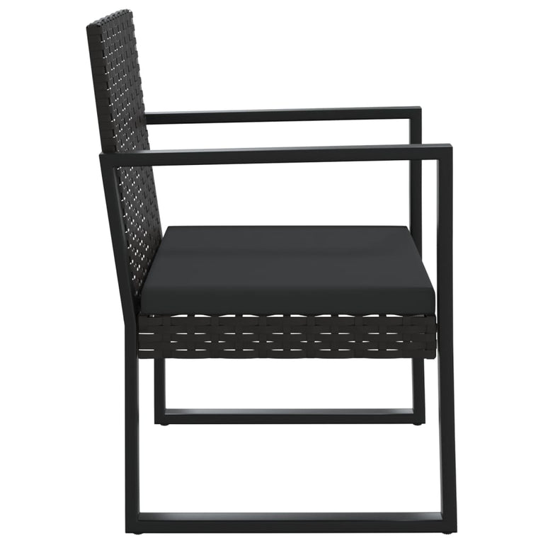 3-delige Loungeset met kussens poly rattan zwart MeubelReus