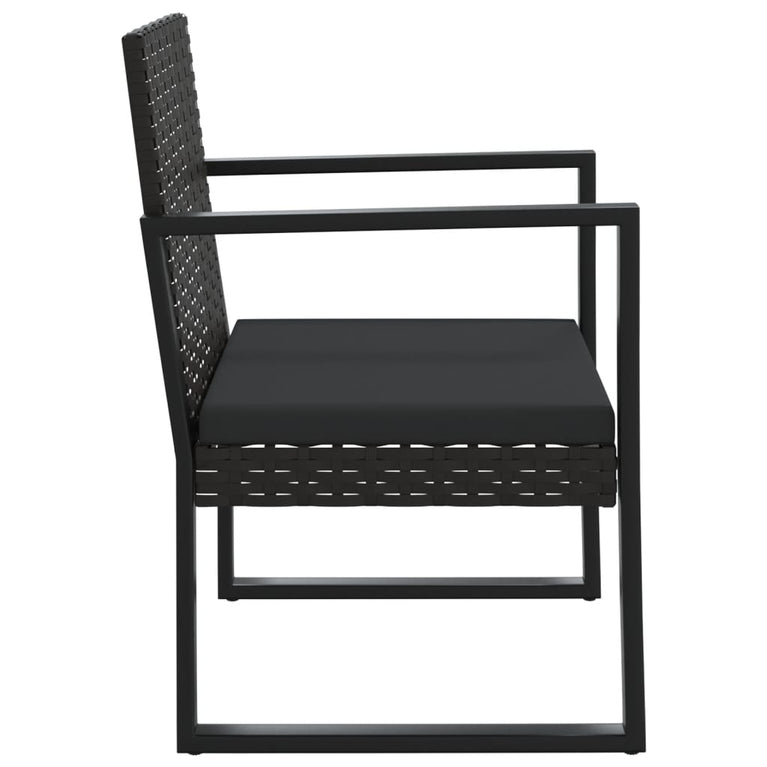 4-delige Loungeset met kussens poly rattan zwart MeubelReus