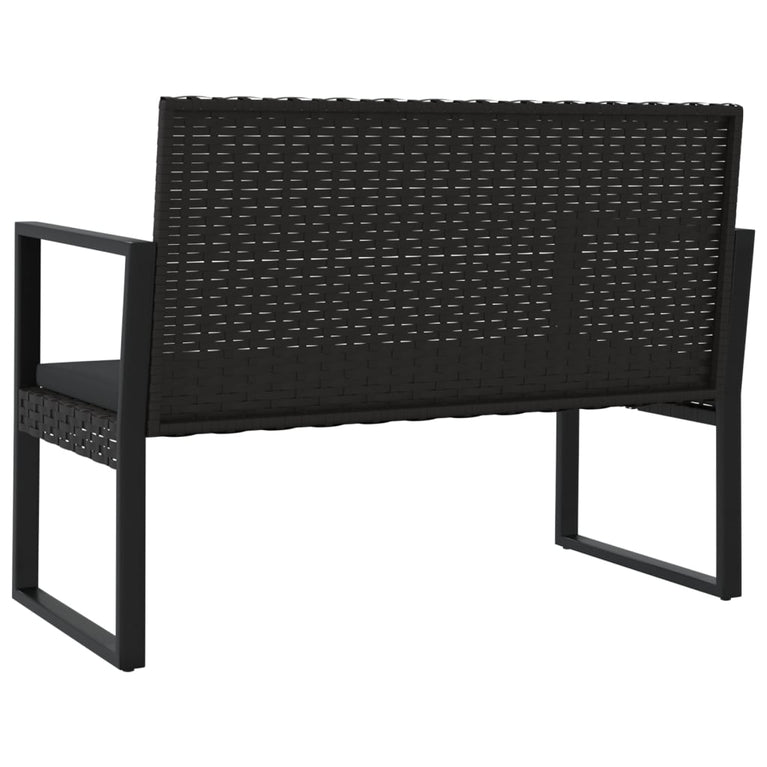 4-delige Loungeset met kussens poly rattan zwart MeubelReus