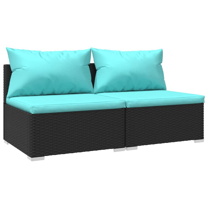 2-delige Loungeset met kussens poly rattan zwart MeubelReus