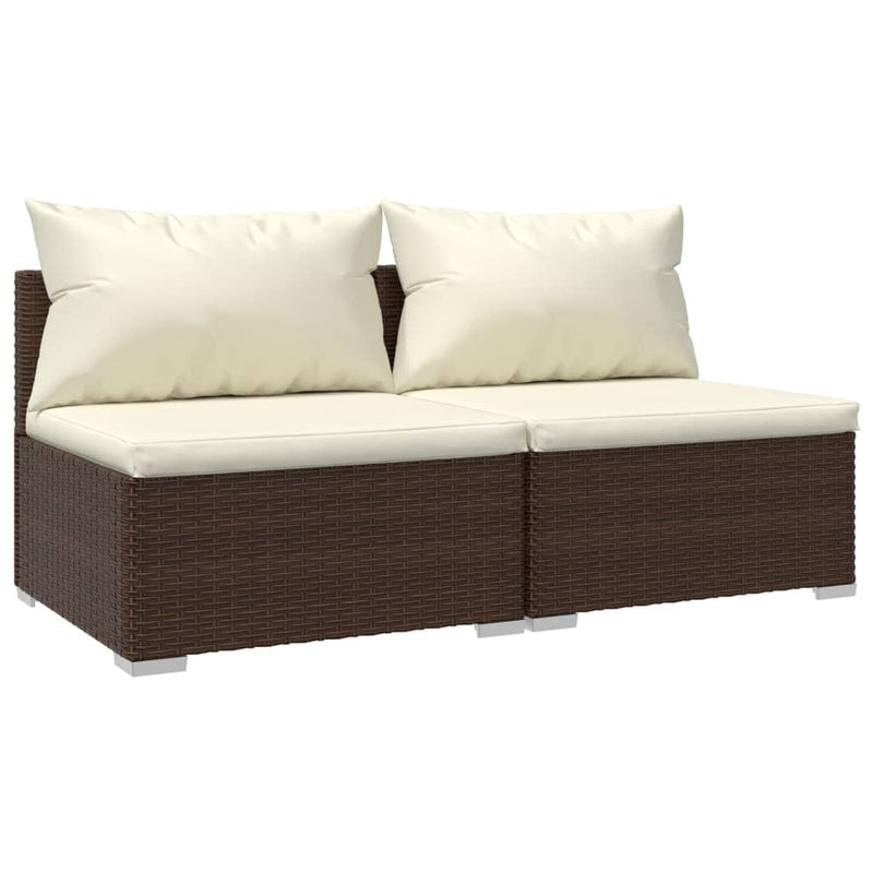 2-delige Loungeset met kussens poly rattan bruin MeubelReus