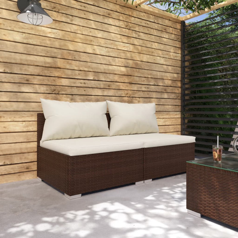 2-delige Loungeset met kussens poly rattan bruin MeubelReus