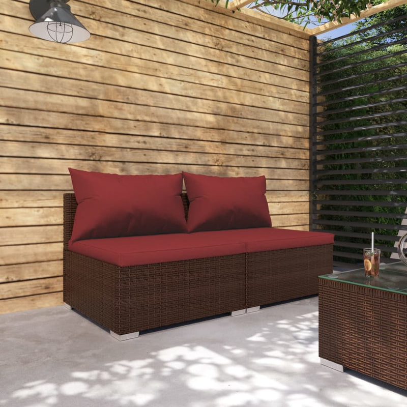 2-delige Loungeset met kussens poly rattan bruin MeubelReus