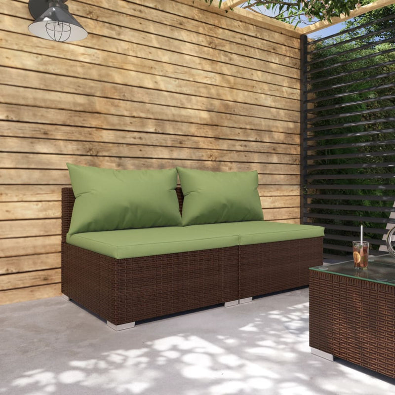 2-delige Loungeset met kussens poly rattan bruin MeubelReus