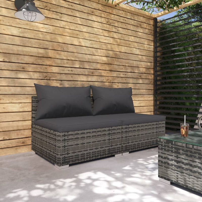 2-delige Loungeset met kussens poly rattan grijs MeubelReus