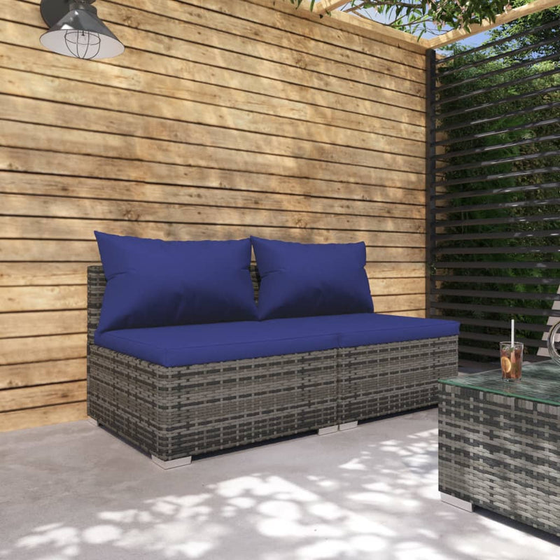 2-delige Loungeset met kussens poly rattan grijs MeubelReus