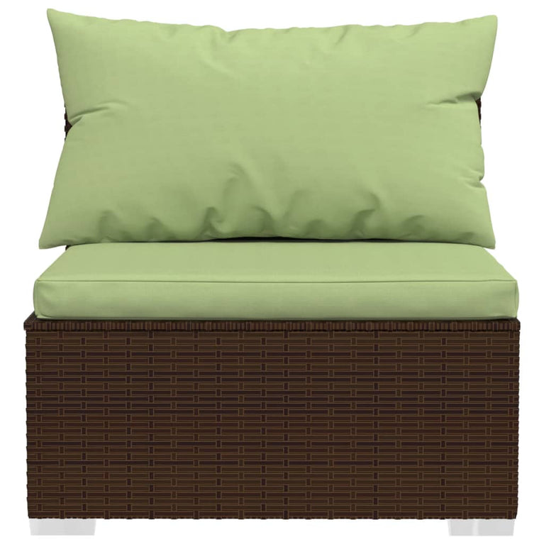 3-delige Loungeset met kussens poly rattan bruin MeubelReus