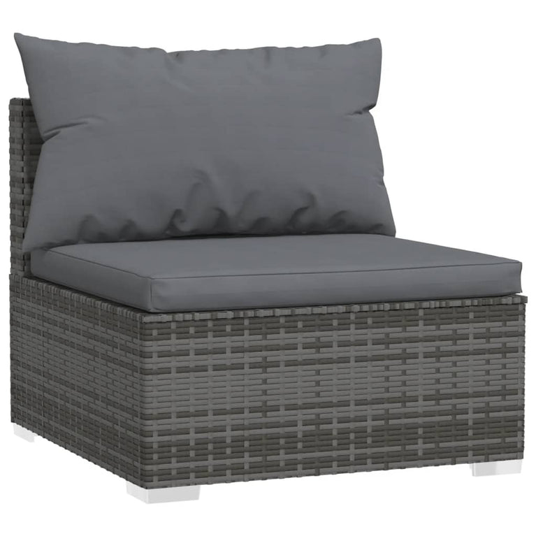 3-delige Loungeset met kussens poly rattan grijs MeubelReus