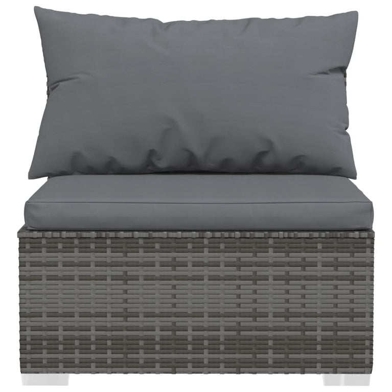 3-delige Loungeset met kussens poly rattan grijs MeubelReus